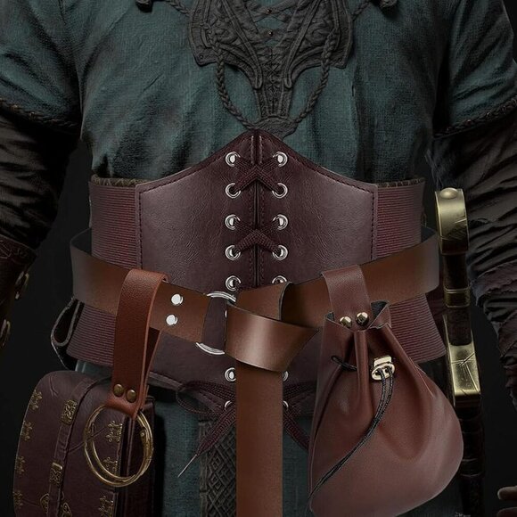 Women\'s Corset Belt Brown Waist Bag Fanny Pack Coin Purse Costume Accessory main image 8